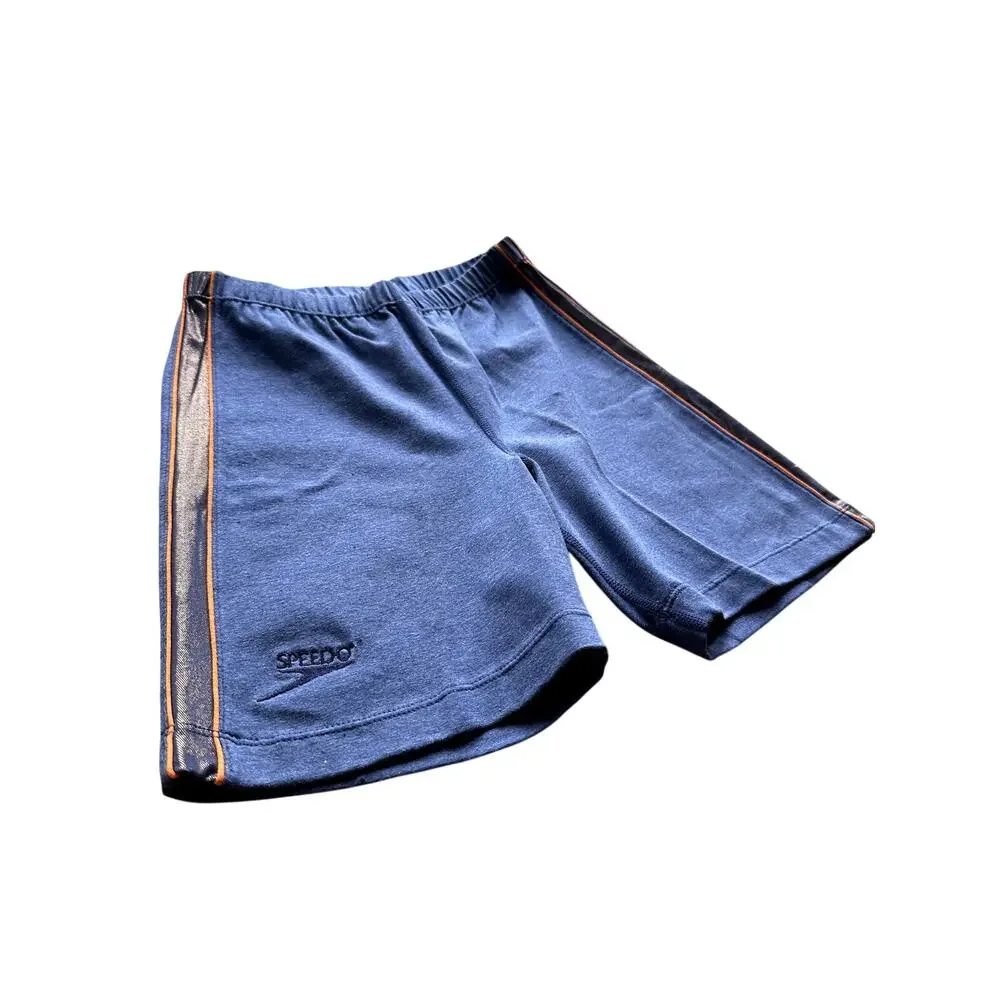 Vintage 80s 90s Speedo Cycling Bike Shorts Navy Orange Metallic Stripe Medium